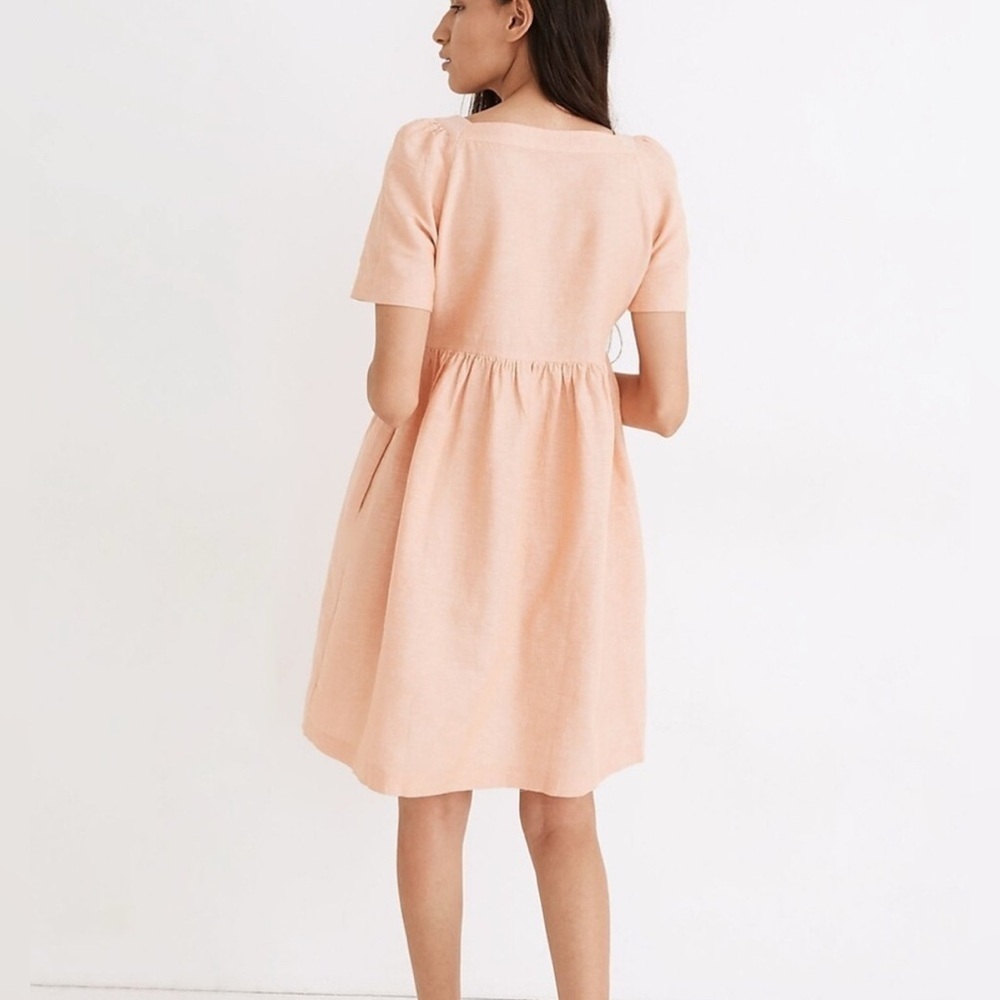 Madewell Peach Linen-Blend Allie Mini Dress - Size L - Picture 3 of 6